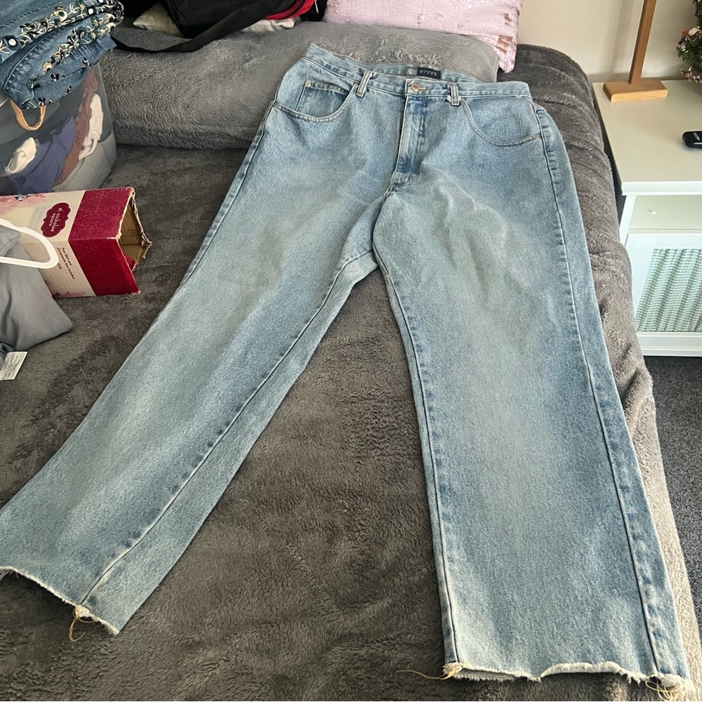 Women's Straight Leg Jeans - Light Blue